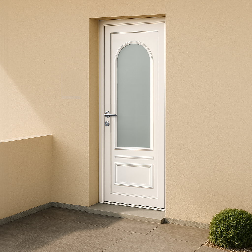 Porte d’entrée en PVC vitrée blanche Ixelia 81