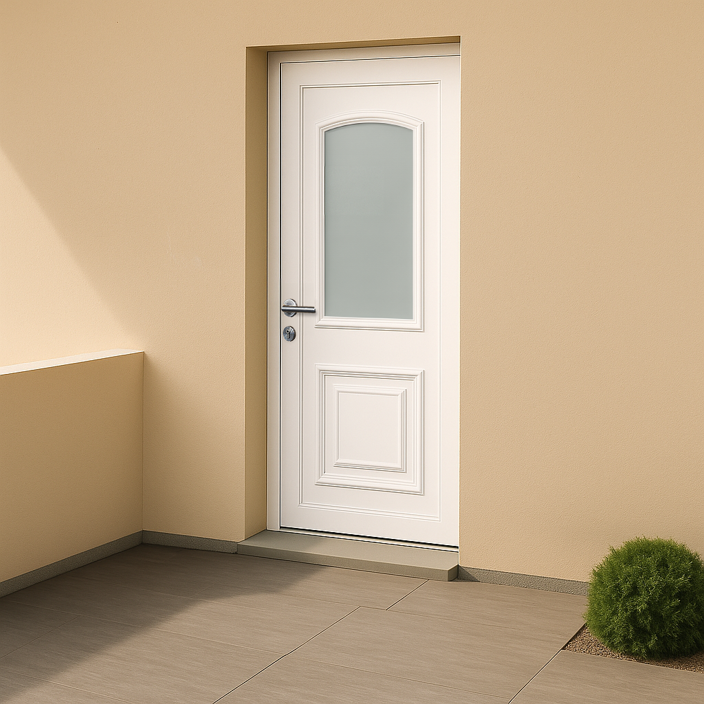 Porte d’entrée en PVC vitrée blanche Granada 17L
