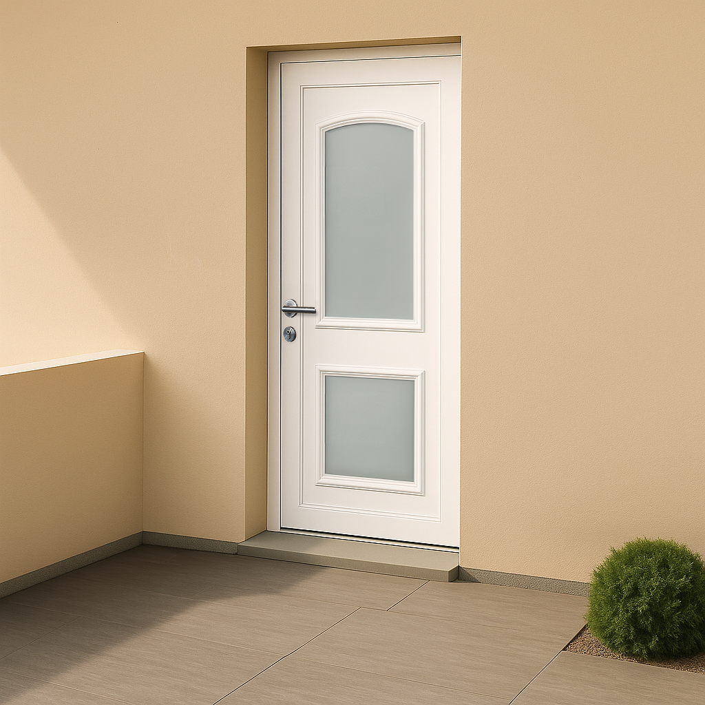 Porte d’entrée en PVC vitrée blanche Granada 18L