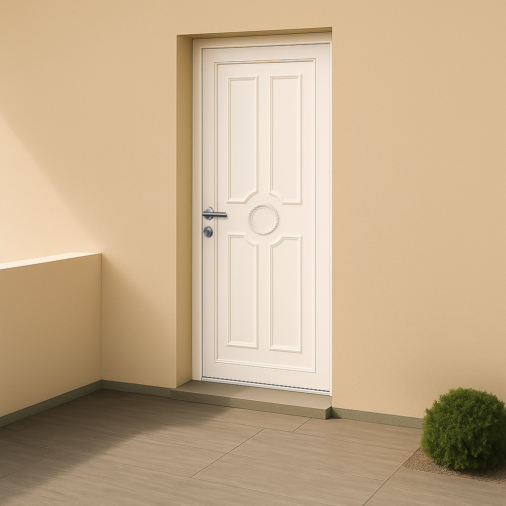 Porte d’entrée en PVC pleine blanche Titia