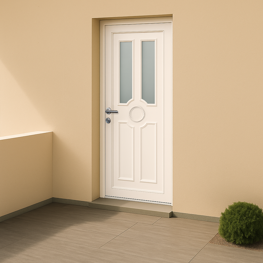 Porte d’entrée en PVC vitrée blanche Titia 20