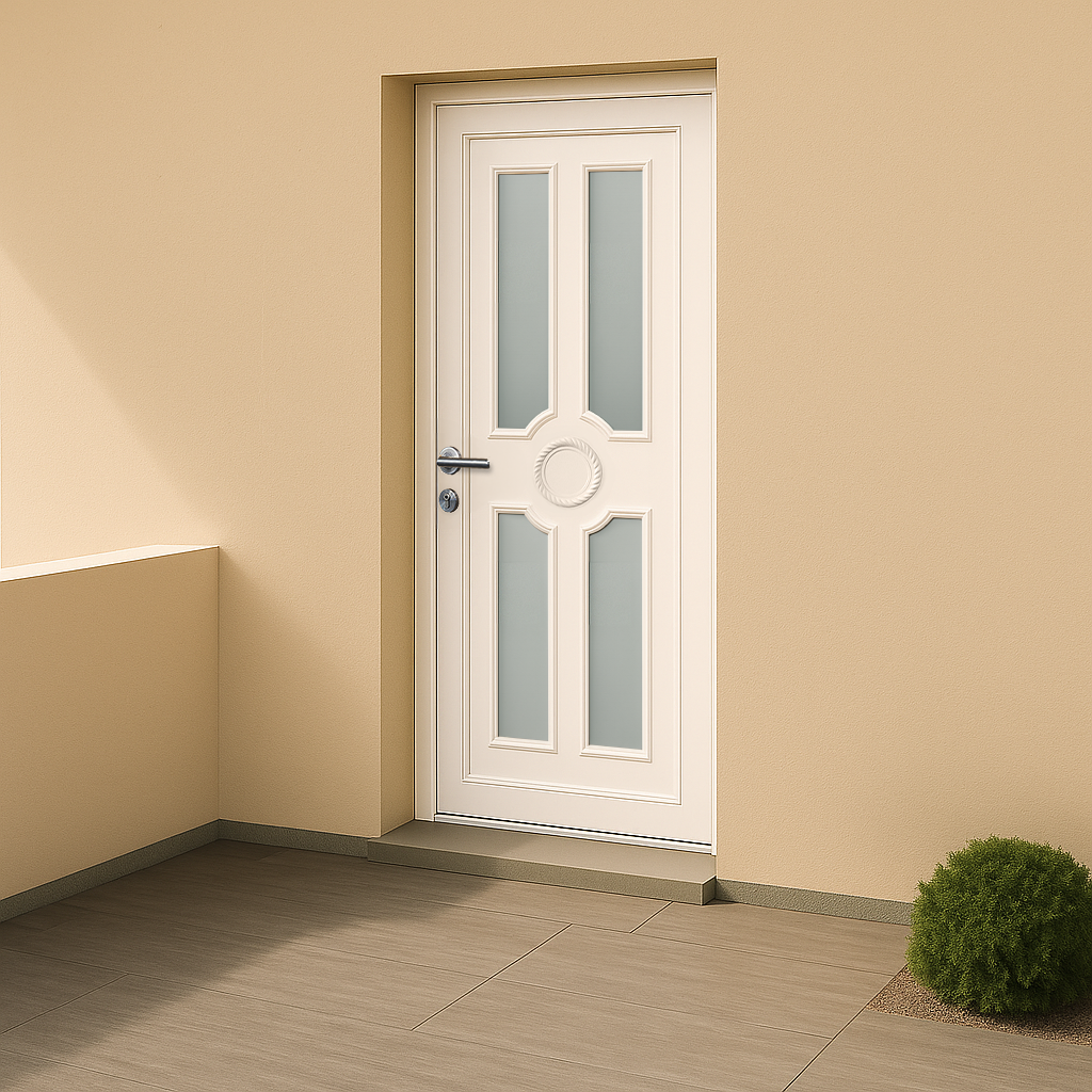 Porte d’entrée en PVC vitrée blanche Titia 21