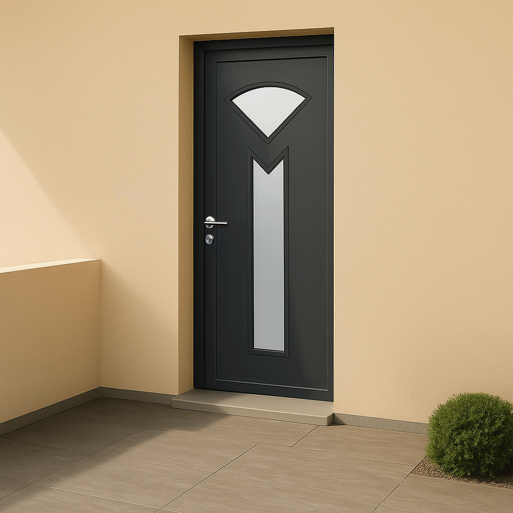 Porte d’entrée PVC couleur 686-2 vitrée