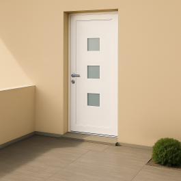 Porte d’entrée en PVC vitrée blanche Cesar