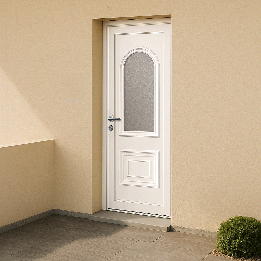 Porte d’entrée en PVC vitrée blanche Corsa 26L