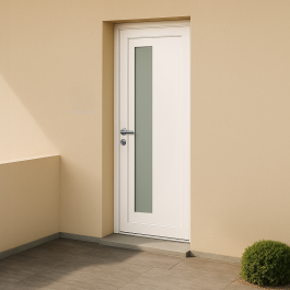 Porte d’entrée en PVC vitrée blanche Jacob