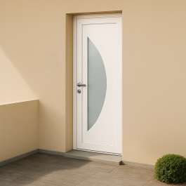 Porte d’entrée en PVC vitrée blanche Rosalie