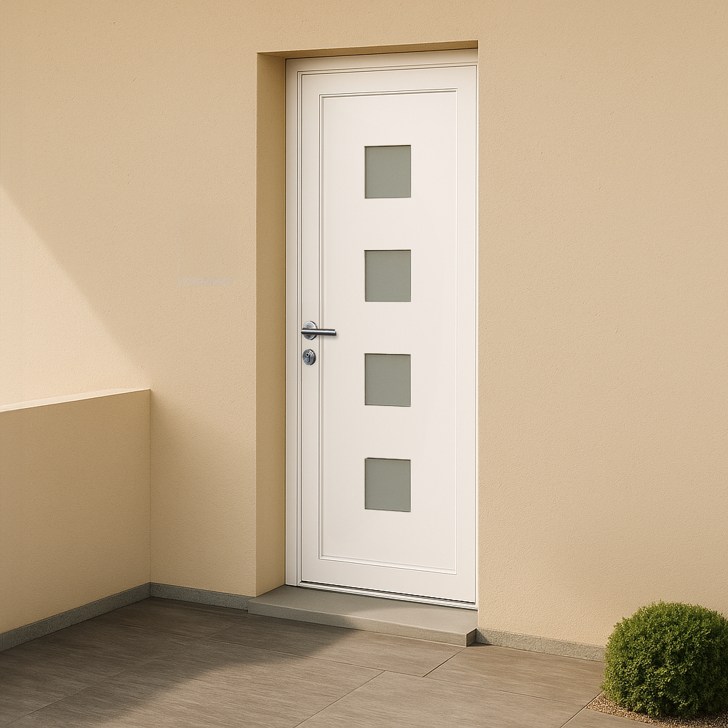 Porte d’entrée en PVC vitrée blanche Isidore