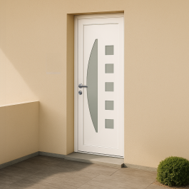 Porte d’entrée en PVC vitrée blanche Achille
