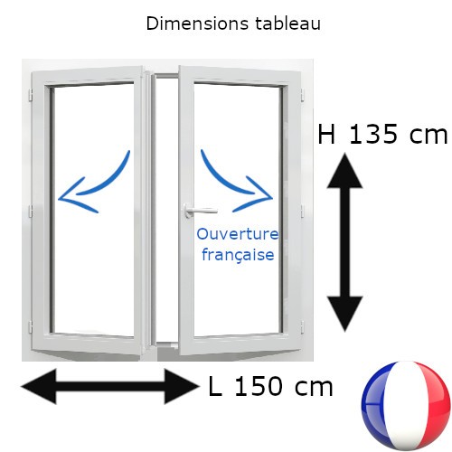 Fenêtre PVC 2 vantaux H 135 x L 150 cm OF avec poignée