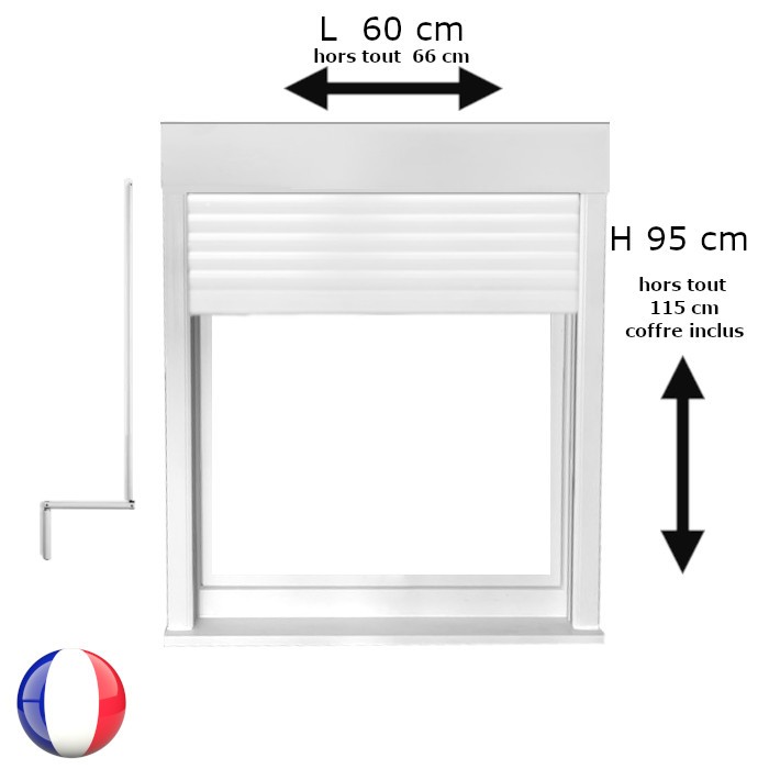 Fenêtre oscillo-battant avec volet roulant manivelle PVC H 95 x L 60 cm 1 vantail