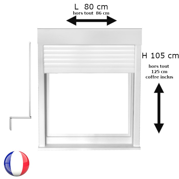 Fenêtre oscillo-battant avec volet roulant manivelle PVC H 105 x L 80 cm 1 vantail
