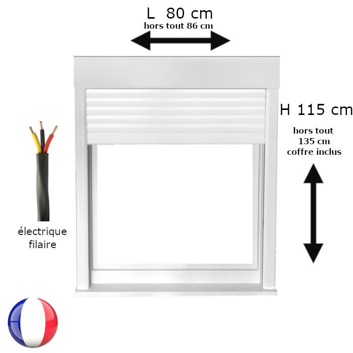 Fenêtre oscillo-battant avec volet roulant électrique PVC H 115 x L 80 cm 1 vantail