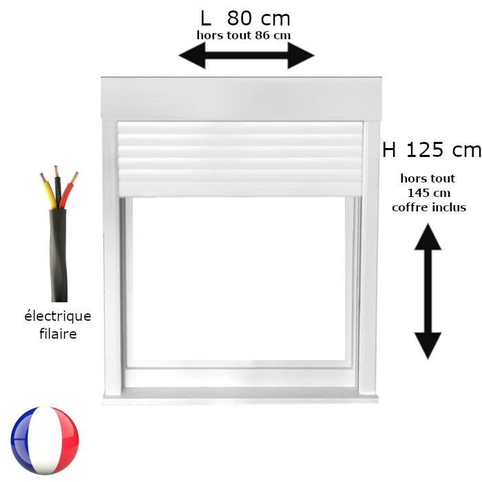 Fenêtre avec volet roulant électrique PVC H 125 x L 80 cm 1 vantail