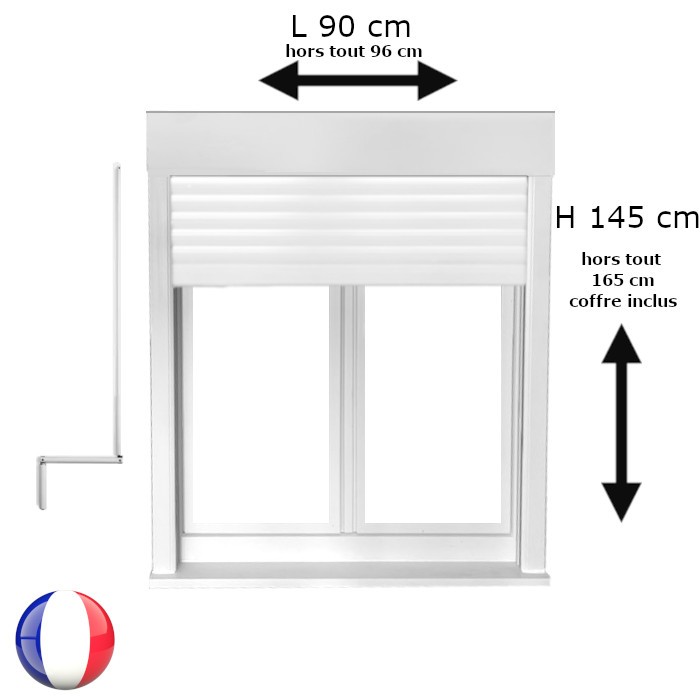 Fenêtre oscillo-battant avec volet roulant manivelle PVC H 145 x L 90 cm 2 vantaux