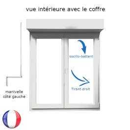 Fenêtre oscillo-battant avec volet roulant manivelle PVC H 145 x L 90 cm 2 vantaux (vue intérieure)