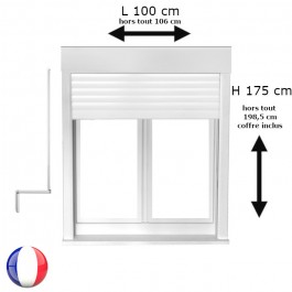Fenêtre oscillo-battant avec volet roulant manivelle PVC H 175 x L 100 cm 2 vantaux