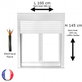Fenêtre oscillo-battant avec volet roulant électrique PVC H 145 x L 100 cm 2 vantaux
