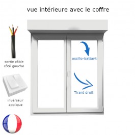 Fenêtre oscillo-battant avec volet roulant électrique PVC H 75 x L 120 cm 2 vantaux (vue intérieure)