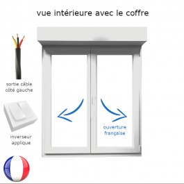 Fenêtre avec volet roulant électrique PVC H 185 x L 100 cm 2 vantaux (vue intérieure)