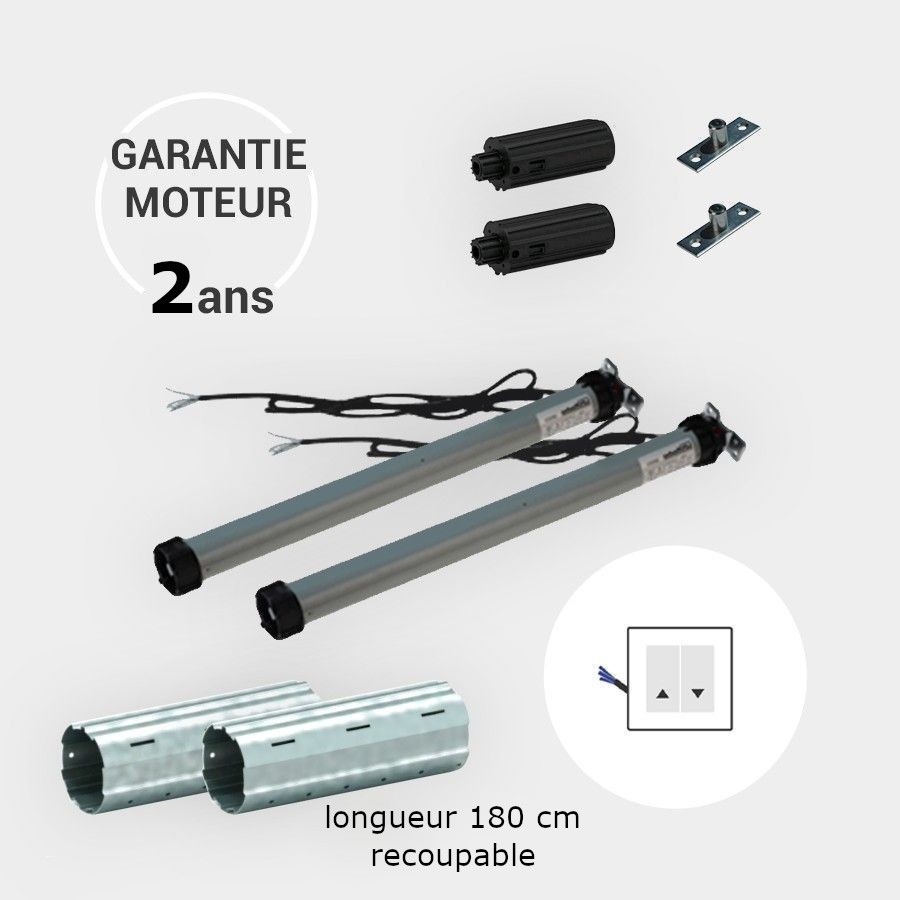 Kit de 2 axes motorisés filaires 20 Nm ZF 54 mm longueur 180 cm recoupables