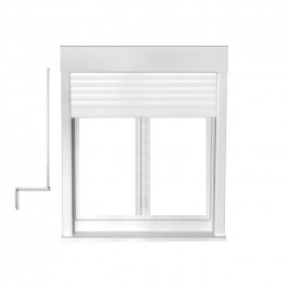 Fenêtre avec volet roulant manivelle PVC H 155 x L 90 cm 2 vantaux