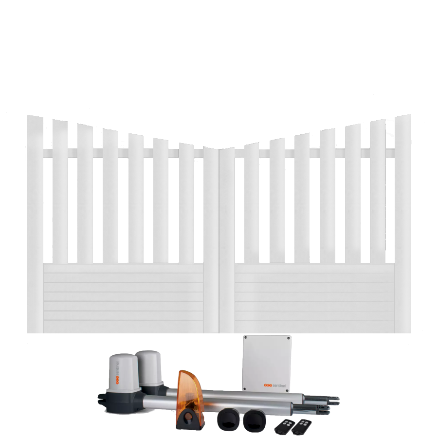 Portail battant électrique PVC blanc ALENÇON CONCAVE