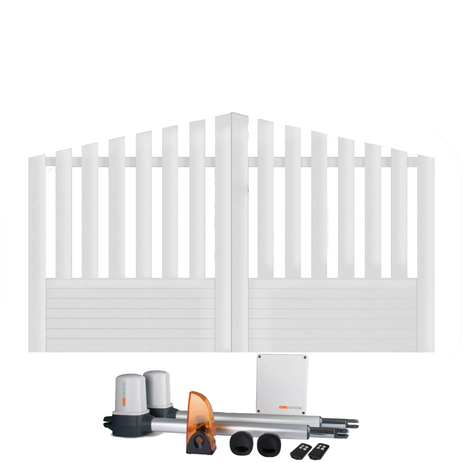 Portail battant électrique PVC blanc ALENÇON CONVEXE