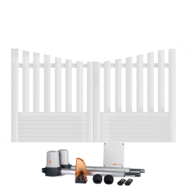 Portail battant électrique PVC blanc ALENÇON INCURVÉ