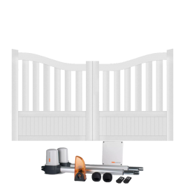 Portail battant électrique PVC blanc BREST INCURVÉ