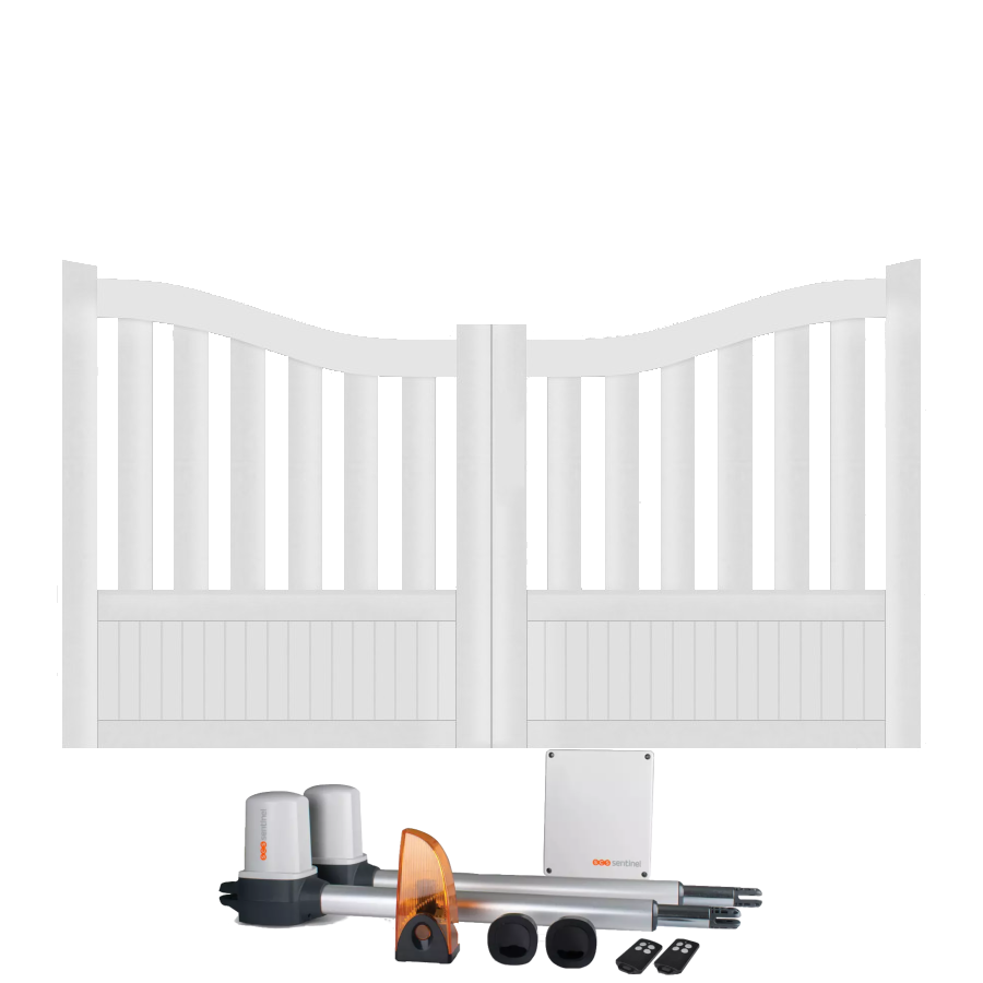 Portail battant électrique PVC blanc BREST INCURVÉ