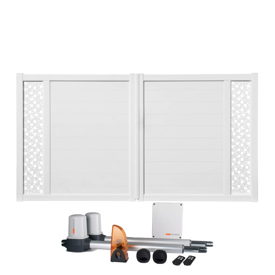 Portail battant électrique PVC blanc ARLES DÉCOR CARRÉ