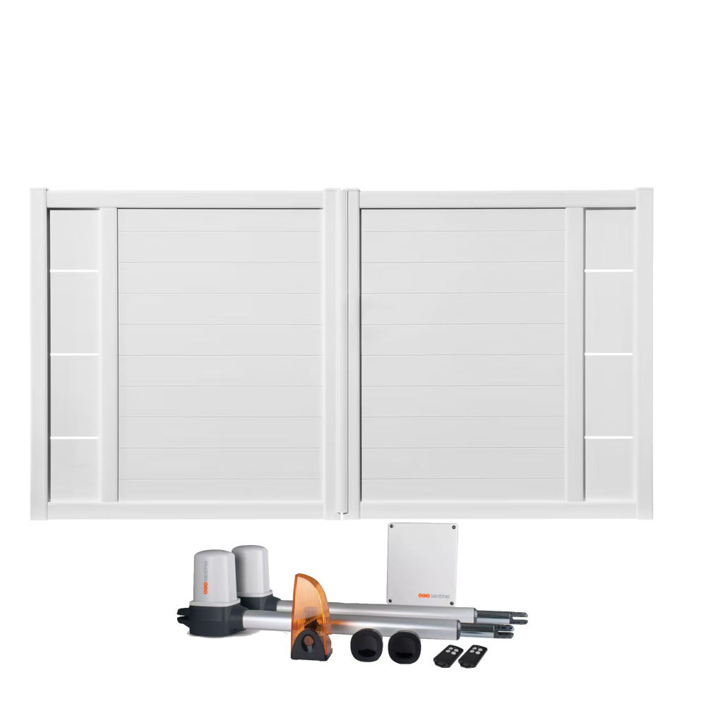 Portail battant électrique PVC blanc ARLES DÉCOR INSERTS