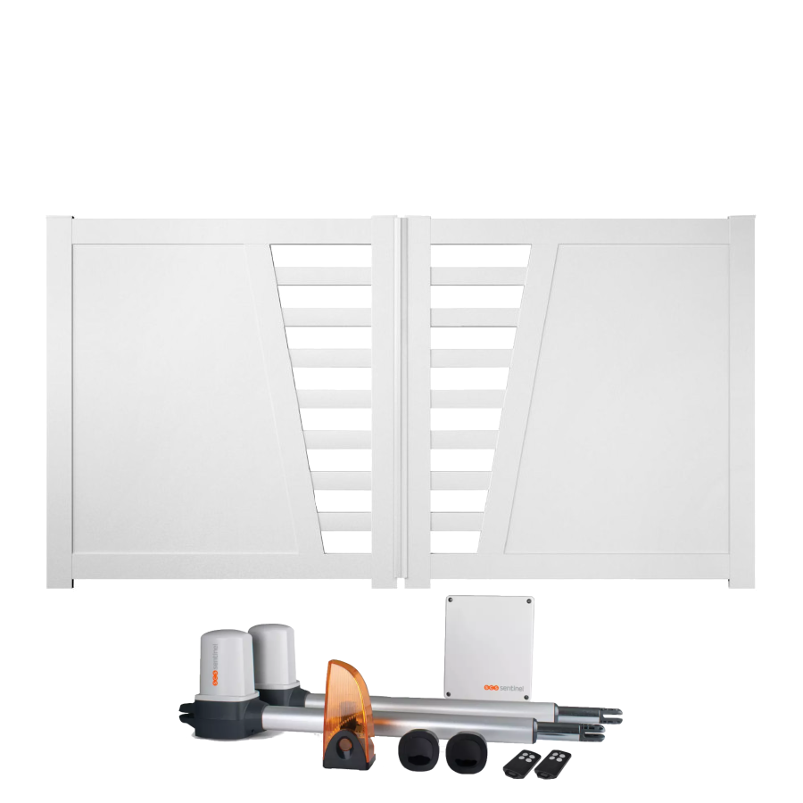 Portail battant électrique PVC blanc CAMBRAI