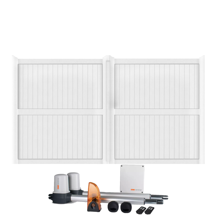 Portail battant électrique PVC blanc GUÉRANDE H.1800 mm