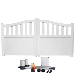 Portail battant électrique PVC blanc HAMBOURG GALBÉ