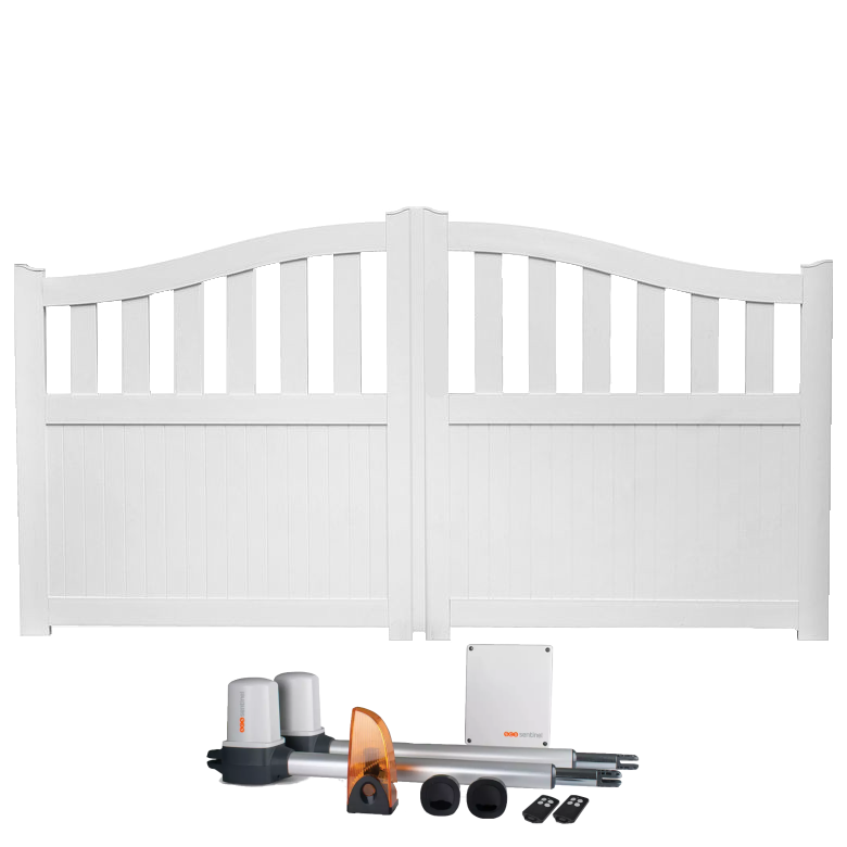 Portail battant électrique PVC blanc HAMBOURG GALBÉ