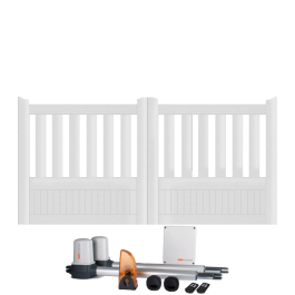 Portail battant électrique PVC blanc ÉTRETAT