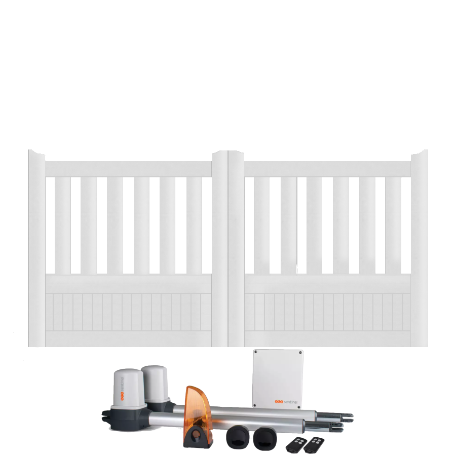 Portail battant électrique PVC blanc ÉTRETAT
