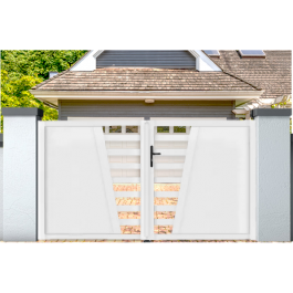 Portail battant PVC standard CAMBRAI blanc hauteur 1600mm (en situation)
