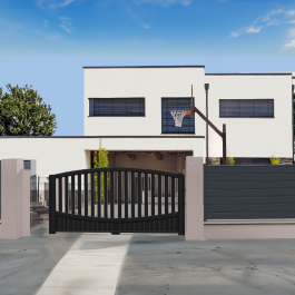 Portail coulissant électrique aluminium anthracite CITIZ in situ